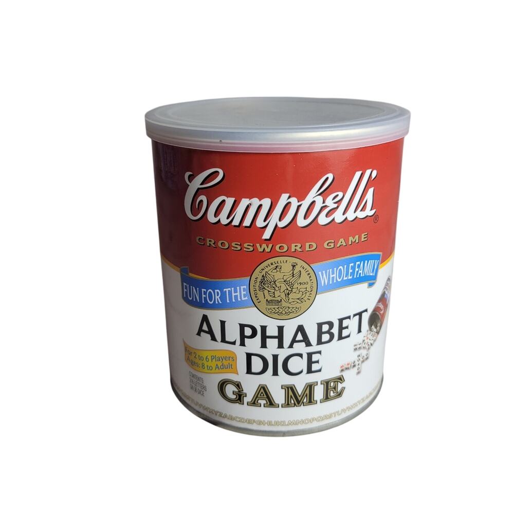 Campbell's Alphabet Dice Crossword Game NEW 2011 Family Fun Soup Can 8+